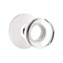 Load image into Gallery viewer, MODERN DISC GLASS (MDC) PRIVACY (BED/BATH) KNOB WITH 2-3/8&quot; BACKSET AND 1/4&quot; ROUND FACEPLATE AND STRIKEPLATE

