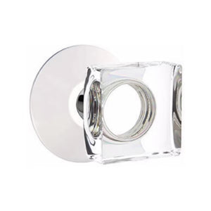 MODERN SQUARE GLASS (MSC) PASSAGE (HALL/CLOSET) KNOB WITH 2-3/8" BACKSET AND 1/4" ROUND FACEPLATE AND STRIKEPLATE