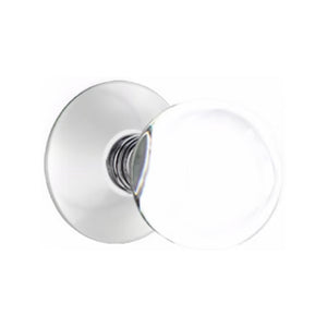 BRISTOL GLASS (BL) PRIVACY (BED/BATH) KNOB WITH 2-3/8" BACKSET AND 1/4" ROUND FACEPLATE AND STRIKEPLATE WITH MODERN ROSETTE