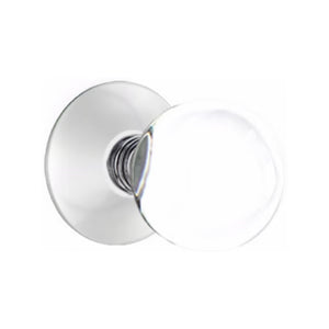 BRISTOL GLASS (BL) PASSAGE (HALL/CLOSET) KNOB WITH 2-3/8" BACKSET AND 1/4" ROUND FACEPLATE AND STRIKEPLATE WITH MODERN ROSETTE