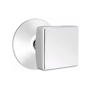 SQUARE (SQU) PASSAGE (HALL/CLOSET) KNOB WITH 2-3/8" BACKSET AND 1/4" ROUND FACEPLATE AND STRIKEPLATE