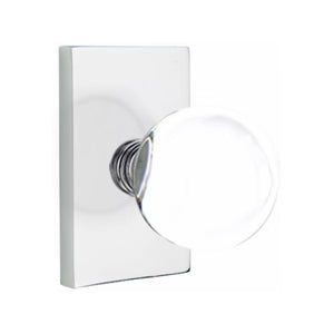 BRISTOL GLASS (BL) PRIVACY (BED/BATH) KNOB WITH 2-3/8" BACKSET AND 1/4" ROUND FACEPLATE AND STRIKEPLATE WITH MODERN ROSETTE