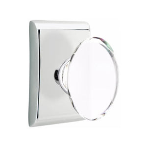 HAMPTON GLASS (HT) PRIVACY (BED/BATH) KNOB WITH 2-3/8" BACKSET AND 1/4" ROUND FACEPLATE AND STRIKEPLATE WITH MODERN ROSETTE