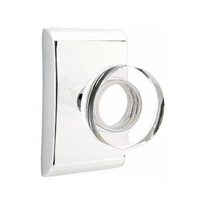 MODERN DISC GLASS (MDC) PRIVACY (BED/BATH) KNOB WITH 2-3/8" BACKSET AND 1/4" ROUND FACEPLATE AND STRIKEPLATE