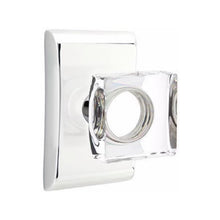 Load image into Gallery viewer, MODERN SQUARE GLASS (MSC) PASSAGE (HALL/CLOSET) KNOB WITH 2-3/8&quot; BACKSET AND 1/4&quot; ROUND FACEPLATE AND STRIKEPLATE
