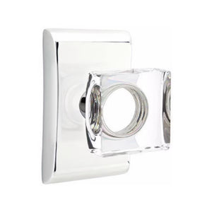 MODERN SQUARE GLASS (MSC) PASSAGE (HALL/CLOSET) KNOB WITH 2-3/8" BACKSET AND 1/4" ROUND FACEPLATE AND STRIKEPLATE