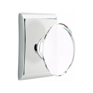 HAMPTON GLASS (HT) PASSAGE (HALL/CLOSET) KNOB WITH 2-3/8" BACKSET AND 1/4" ROUND FACEPLATE AND STRIKEPLATE WITH MODERN ROSETTE