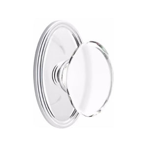 HAMPTON GLASS (HT) PRIVACY (BED/BATH) KNOB WITH 2-3/8" BACKSET AND 1/4" FACEPLATE AND STRIKEPLATE WITH TRADITIONAL ROSETTE