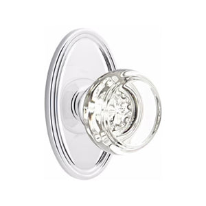 GEORGETOWN GLASS (GT) PRIVACY (BED/BATH) KNOB WITH 2-3/8" BACKSET AND 1/4" ROUND FACEPLATE AND STRIKEPLATE
