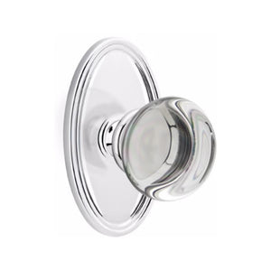 PROVIDENCE GLASS (PC) PRIVACY (BED/BATH) KNOB WITH 2-3/8" BACKSET AND 1/4" ROUND FACEPLATE AND STRIKEPLATE