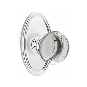 PROVIDENCE GLASS (PC) PASSAGE (HALL/CLOSET) KNOB WITH 2-3/8" BACKSET AND 1/4" ROUND FACEPLATE AND STRIKEPLATE