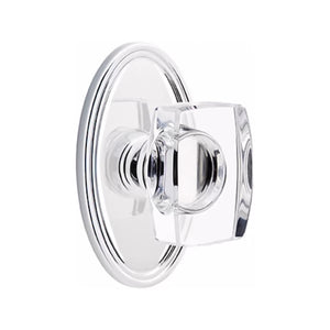 WINDSOR GLASS (WS) PASSAGE (HALL/CLOSET) KNOB WITH 2-3/8" BACKSET AND 1/4" ROUND FACEPLATE AND STRIKEPLATE WITH TRADITIONAL ROSETTE