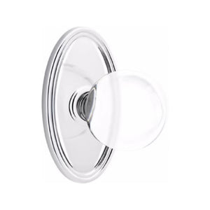 BRISTOL GLASS (BL) PRIVACY (BED/ BATH) KNOB WITH 2-3/8" BACKSET AND 1/4" ROUND FACEPLATE AND STRIKEPLATE WITH TRADITIONAL ROSETTE