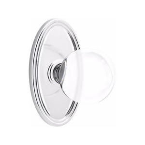 BRISTOL GLASS (BL) PASSAGE (HALL/CLOSET) KNOB WITH 2-3/8" BACKSET AND 1/4" ROUND FACEPLATE AND STRIKEPLATE WITH TRADITIONAL ROSETTE