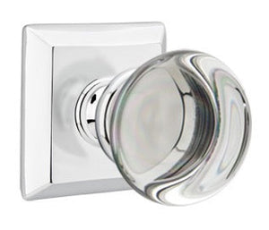 PROVIDENCE GLASS (PC) PRIVACY (BED/BATH) KNOB WITH 2-3/8" BACKSET AND 1/4" ROUND FACEPLATE AND STRIKEPLATE