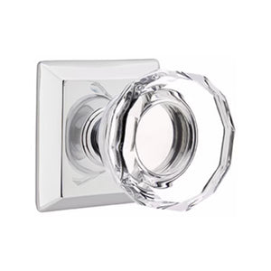 LOWELL GLASS (LW) PASSAGE (HALL/CLOSET) KNOB WITH 2-3/8" BACKSET AND 1/4" ROUND FACEPLATE AND STRIKEPLATE
