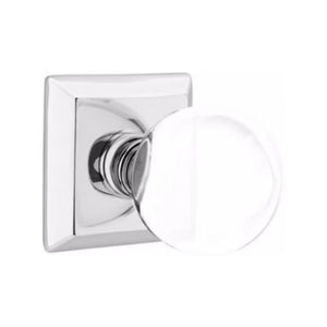 BRISTOL GLASS (BL) PRIVACY (BED/ BATH) KNOB WITH 2-3/8" BACKSET AND 1/4" ROUND FACEPLATE AND STRIKEPLATE WITH TRADITIONAL ROSETTE
