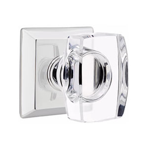 WINDSOR GLASS (WS) PASSAGE (HALL/CLOSET) KNOB WITH 2-3/8" BACKSET AND 1/4" ROUND FACEPLATE AND STRIKEPLATE WITH TRADITIONAL ROSETTE