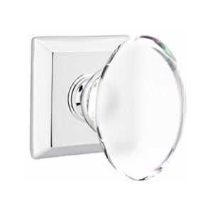 HAMPTON GLASS (HT) PASSAGE (HALL/CLOSET) KNOB WITH 2-3/8" BACKSET AND 1/4" FACEPLATE AND STRIKEPLATE WITH TRADITIONAL ROSETTE