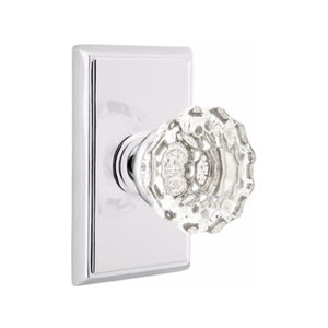 ASTORIA GLASS (AS) PASSAGE (HALL/CLOSET) KNOB WITH 2-3/8" BACKSET AND 1/4" ROUND FACEPLATE AND STRIKEPLATE