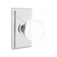 Load image into Gallery viewer, BRISTOL GLASS (BL) PRIVACY (BED/ BATH) KNOB WITH 2-3/8&quot; BACKSET AND 1/4&quot; ROUND FACEPLATE AND STRIKEPLATE WITH TRADITIONAL ROSETTE
