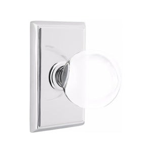 BRISTOL GLASS (BL) PASSAGE (HALL/CLOSET) KNOB WITH 2-3/8" BACKSET AND 1/4" ROUND FACEPLATE AND STRIKEPLATE WITH TRADITIONAL ROSETTE