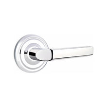 Load image into Gallery viewer, MILANO (M) PASSAGE (HALL/CLOSET) LEVER WITH 2-3/8&quot; BACKSET AND 1/4&quot; ROUND FACEPLATE AND STRIKEPLATE
