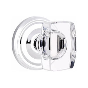 WINDSOR GLASS (WS) PRIVACY (BED/BATH) KNOB WITH 2-3/8" BACKSET AND 1/4" ROUND FACEPLATE AND STRIKEPLATE WITH TRADITIONAL ROSETTE