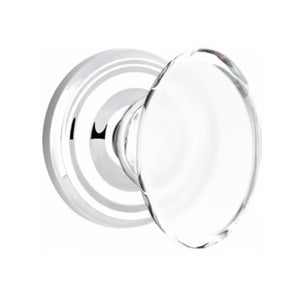 HAMPTON GLASS (HT) PRIVACY (BED/BATH) KNOB WITH 2-3/8" BACKSET AND 1/4" FACEPLATE AND STRIKEPLATE WITH TRADITIONAL ROSETTE