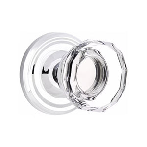 LOWELL GLASS (LW) PASSAGE (HALL/CLOSET) KNOB WITH 2-3/8" BACKSET AND 1/4" ROUND FACEPLATE AND STRIKEPLATE