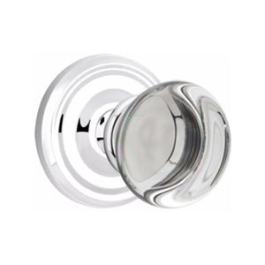 PROVIDENCE GLASS (PC) PRIVACY (BED/BATH) KNOB WITH 2-3/8" BACKSET AND 1/4" ROUND FACEPLATE AND STRIKEPLATE