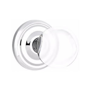 BRISTOL GLASS (BL) PASSAGE (HALL/CLOSET) KNOB WITH 2-3/8" BACKSET AND 1/4" ROUND FACEPLATE AND STRIKEPLATE WITH TRADITIONAL ROSETTE