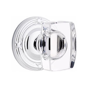WINDSOR GLASS (WS) PRIVACY (BED/BATH) KNOB WITH 2-3/8" BACKSET AND 1/4" ROUND FACEPLATE AND STRIKEPLATE WITH TRADITIONAL ROSETTE