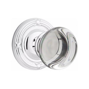PROVIDENCE GLASS (PC) PRIVACY (BED/BATH) KNOB WITH 2-3/8" BACKSET AND 1/4" ROUND FACEPLATE AND STRIKEPLATE