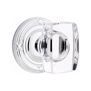 WINDSOR GLASS (WS) PASSAGE (HALL/CLOSET) KNOB WITH 2-3/8" BACKSET AND 1/4" ROUND FACEPLATE AND STRIKEPLATE WITH TRADITIONAL ROSETTE