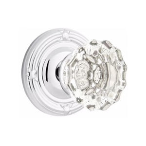 ASTORIA GLASS (AS) PASSAGE (HALL/CLOSET) KNOB WITH 2-3/8" BACKSET AND 1/4" ROUND FACEPLATE AND STRIKEPLATE