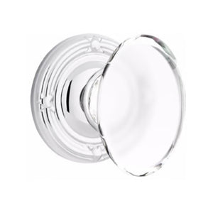 HAMPTON GLASS (HT) PRIVACY (BED/BATH) KNOB WITH 2-3/8" BACKSET AND 1/4" FACEPLATE AND STRIKEPLATE WITH TRADITIONAL ROSETTE