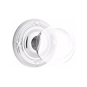 BRISTOL GLASS (BL) PASSAGE (HALL/CLOSET) KNOB WITH 2-3/8" BACKSET AND 1/4" ROUND FACEPLATE AND STRIKEPLATE WITH TRADITIONAL ROSETTE