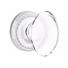 Load image into Gallery viewer, HAMPTON GLASS (HT) PRIVACY (BED/BATH) KNOB WITH 2-3/8&quot; BACKSET AND 1/4&quot; FACEPLATE AND STRIKEPLATE WITH TRADITIONAL ROSETTE
