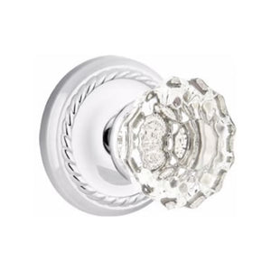 ASTORIA GLASS (AS) PRIVACY (BED/BATH) KNOB WITH 2-3/8" BACKSET AND 1/4" ROUND FACEPLATE AND STRIKEPLATE