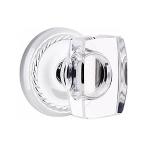 WINDSOR GLASS (WS) PRIVACY (BED/BATH) KNOB WITH 2-3/8" BACKSET AND 1/4" ROUND FACEPLATE AND STRIKEPLATE WITH TRADITIONAL ROSETTE