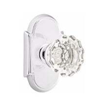 Load image into Gallery viewer, ASTORIA GLASS (AS) PASSAGE (HALL/CLOSET) KNOB WITH 2-3/8&quot; BACKSET AND 1/4&quot; ROUND FACEPLATE AND STRIKEPLATE
