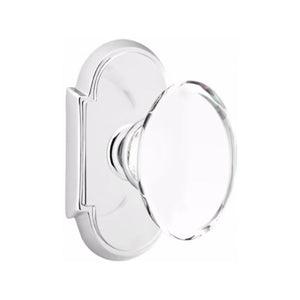 HAMPTON GLASS (HT) PRIVACY (BED/BATH) KNOB WITH 2-3/8" BACKSET AND 1/4" FACEPLATE AND STRIKEPLATE WITH TRADITIONAL ROSETTE