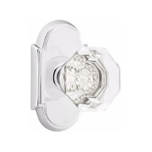 OLD TOWN GLASS (OT) PRIVACY (BED/BATH) KNOB WITH 2-3/8" BACKSET AND 1/4" ROUND FACEPLATE AND STRIKEPLATE