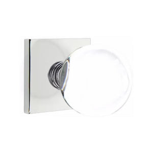 BRISTOL GLASS (BL) PRIVACY (BED/BATH) KNOB WITH 2-3/8" BACKSET AND 1/4" ROUND FACEPLATE AND STRIKEPLATE WITH MODERN ROSETTE