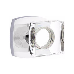 MODERN SQUARE GLASS (MSC) PASSAGE (HALL/CLOSET) KNOB WITH 2-3/8" BACKSET AND 1/4" ROUND FACEPLATE AND STRIKEPLATE