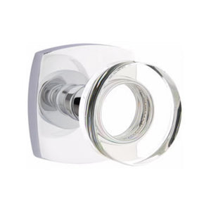 MODERN DISC GLASS (MDC) PRIVACY (BED/BATH) KNOB WITH 2-3/8" BACKSET AND 1/4" ROUND FACEPLATE AND STRIKEPLATE