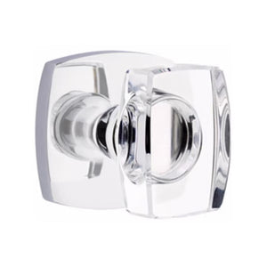 WINDSOR GLASS (WS) PRIVACY (BED/BATH) KNOB WITH 2-3/8" BACKSET AND 1/4" ROUND FACEPLATE AND STRIKEPLATE WITH MODERN ROSETTE