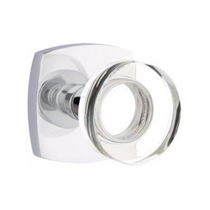 MODERN DISC GLASS (MDC) PASSAGE (HALL/CLOSET) KNOB WITH 2-3/8" BACKSET AND 1/4" ROUND FACEPLATE AND STRIKEPLATE