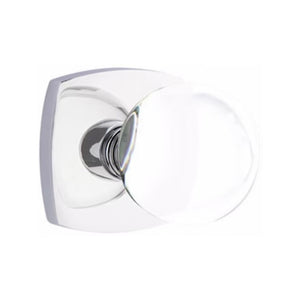 BRISTOL GLASS (BL) PRIVACY (BED/BATH) KNOB WITH 2-3/8" BACKSET AND 1/4" ROUND FACEPLATE AND STRIKEPLATE WITH MODERN ROSETTE